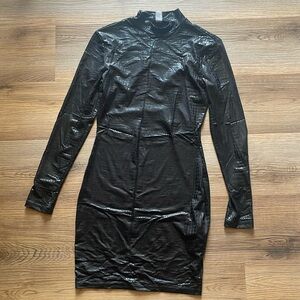 Mini-mock neck faux leather LITTLE BLACK DRESS